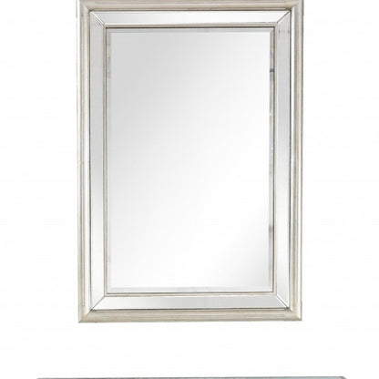 48" Silver Mirrored Glass Console Table With Drawer