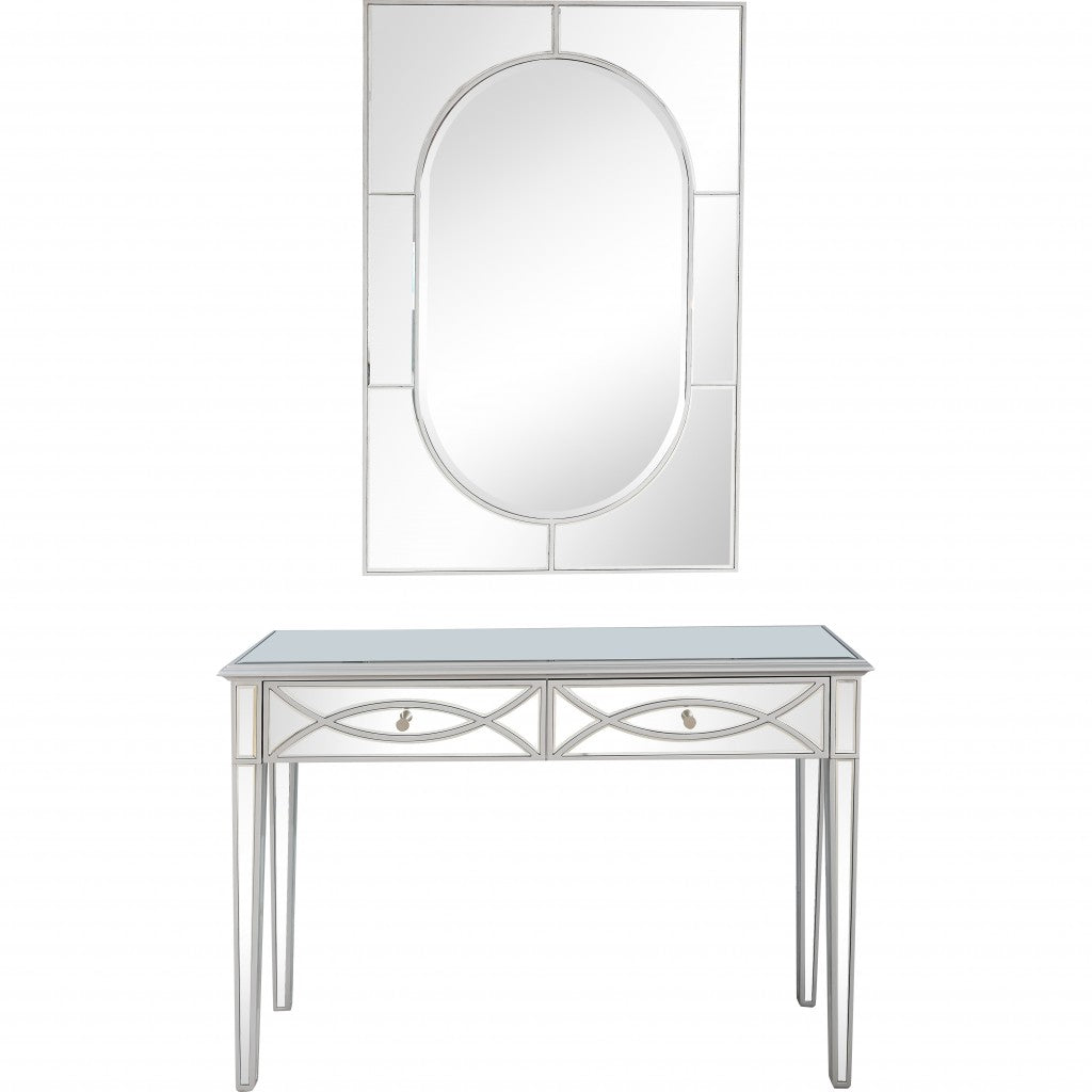 Silver Glass Mirror and Console Table