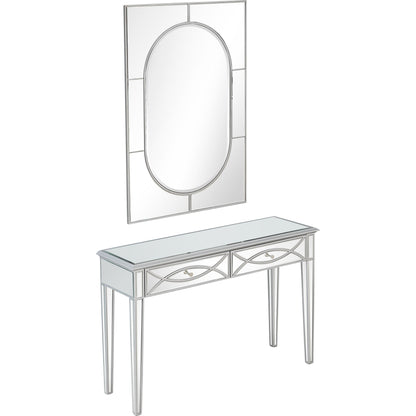 Silver Glass Mirror and Console Table