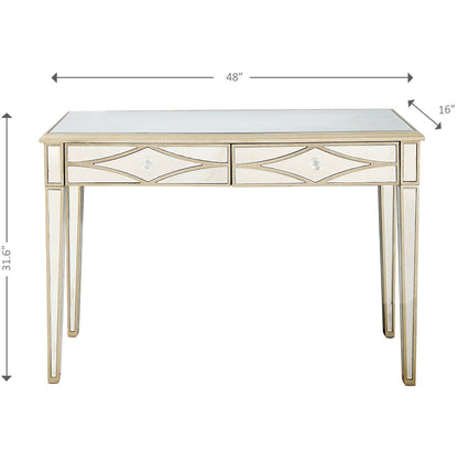 Champagne Finish Console Mirror Table