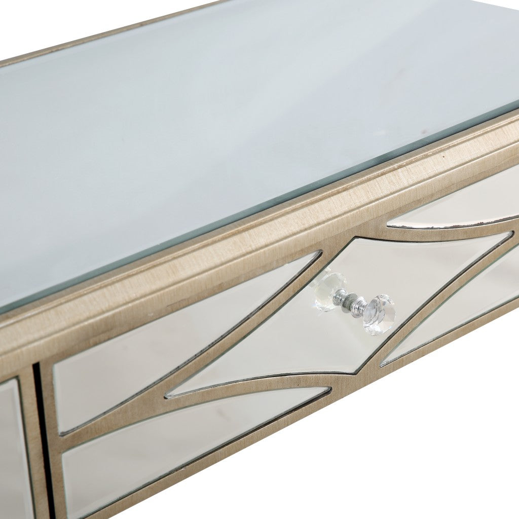 Champagne Finish Console Mirror Table