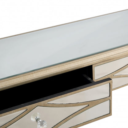 Champagne Finish Console Mirror Table