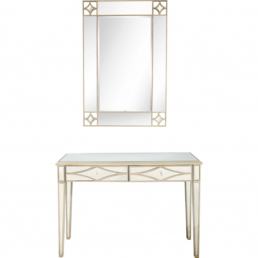 Champagne Finish Mirror and Console Table