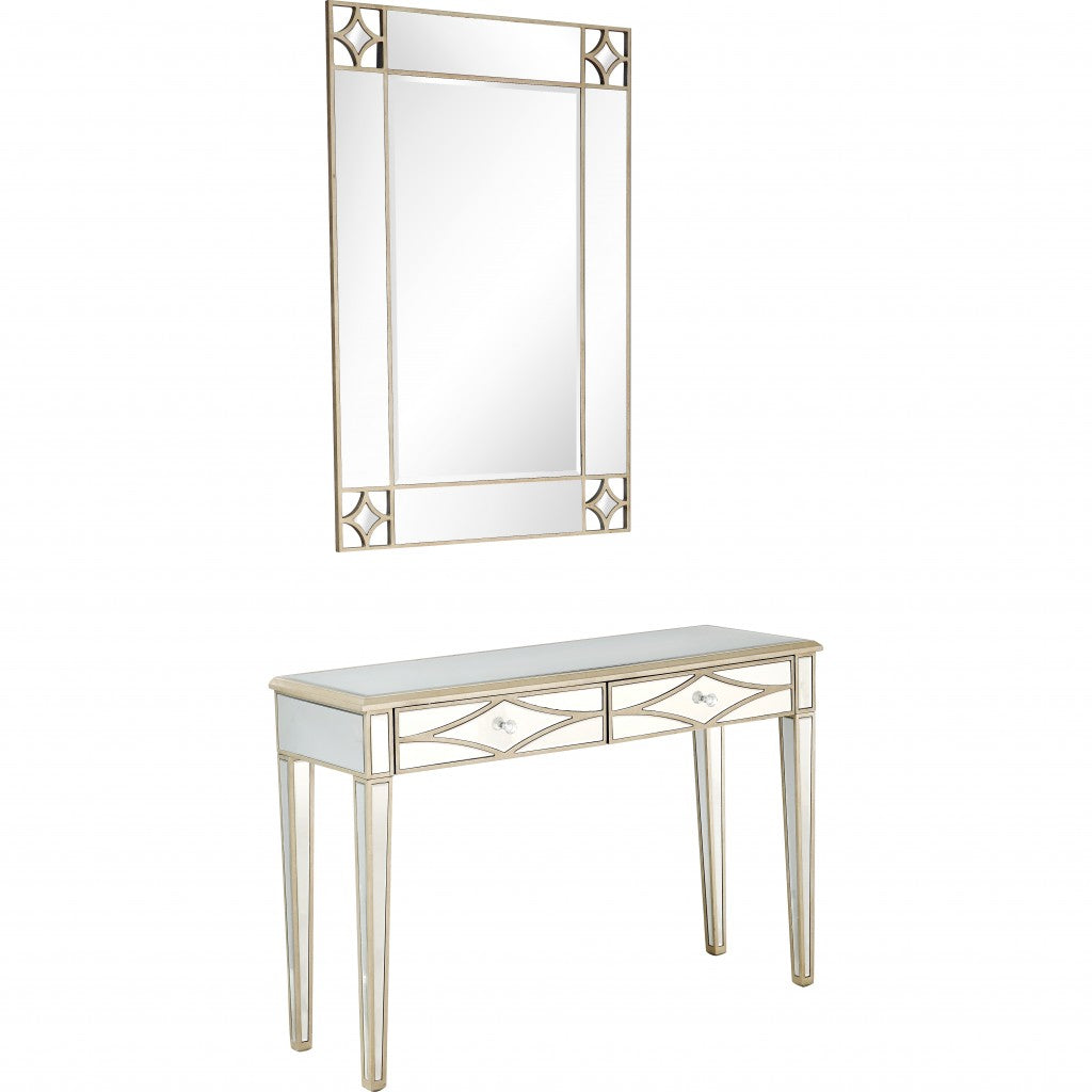 Champagne Finish Mirror and Console Table