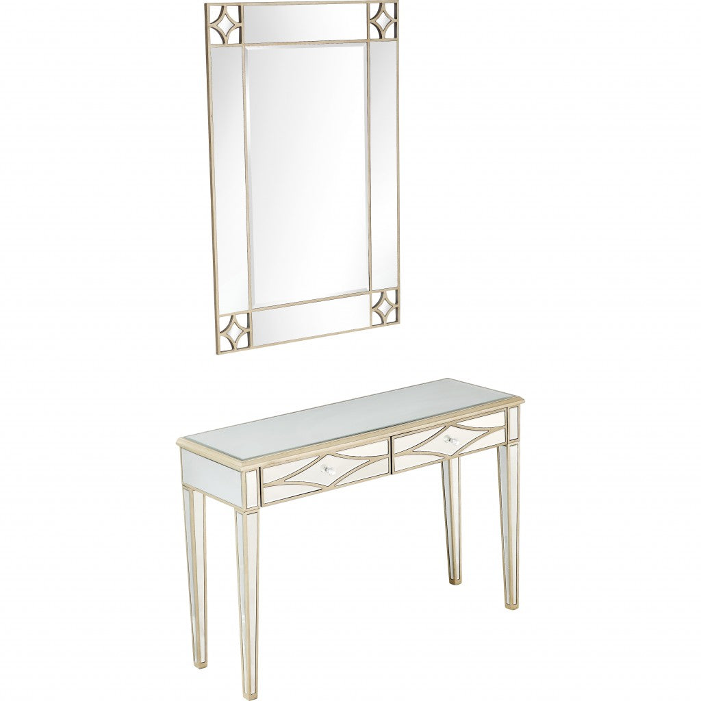 Champagne Finish Mirror and Console Table