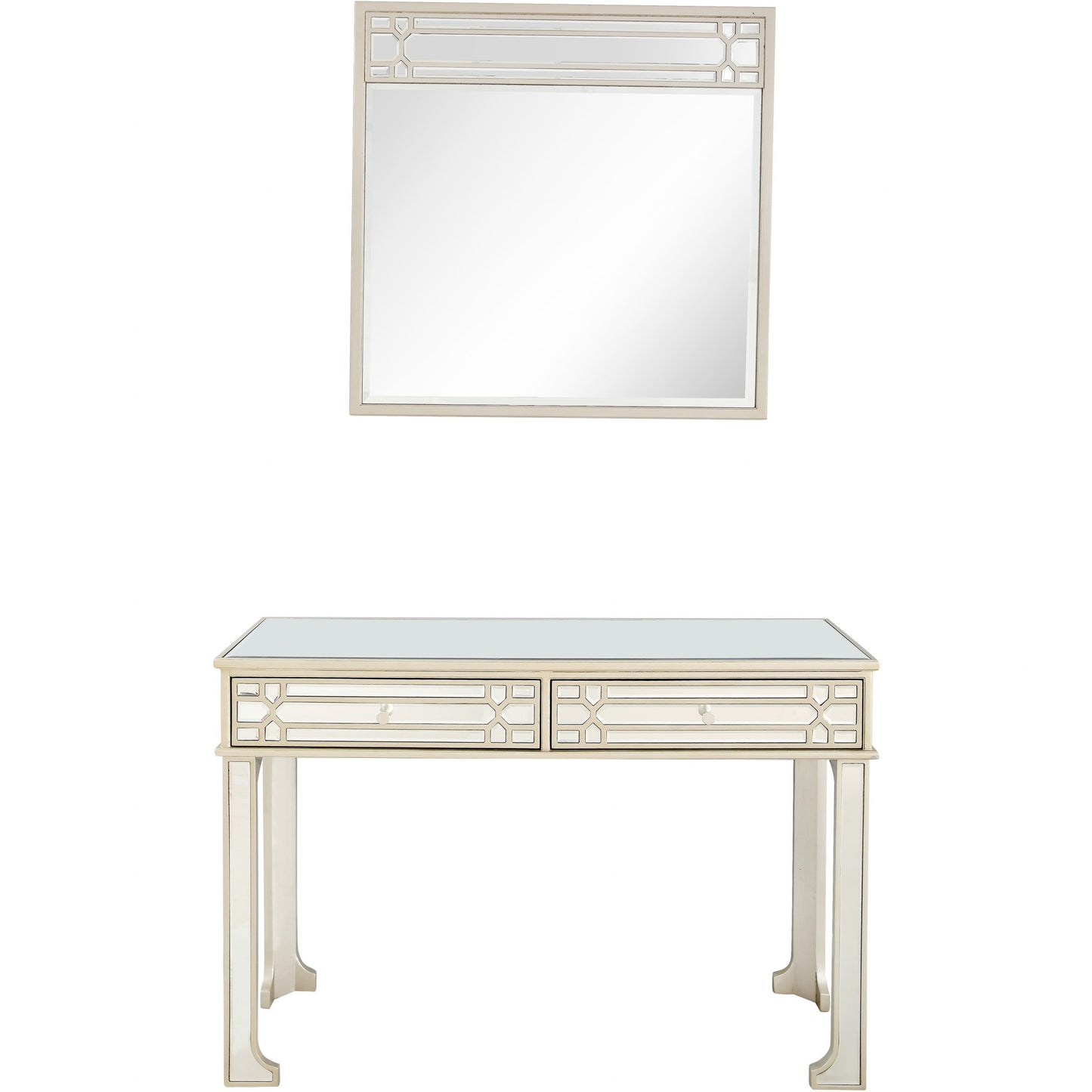 48" Champagne Mirrored Glass Console Table