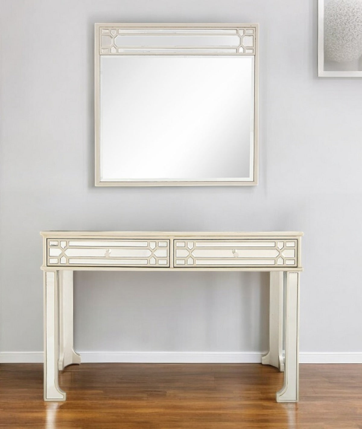 48" Champagne Mirrored Glass Console Table