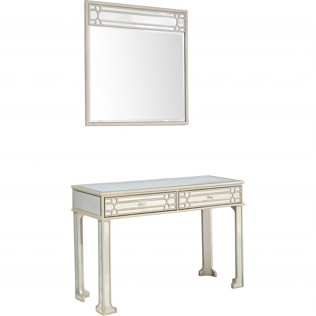 48" Champagne Mirrored Glass Console Table