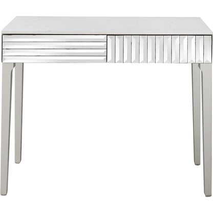 40" Silver Mirrored Glass Console Table