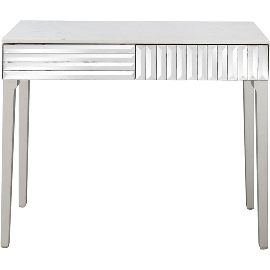 40" Silver Mirrored Glass Console Table