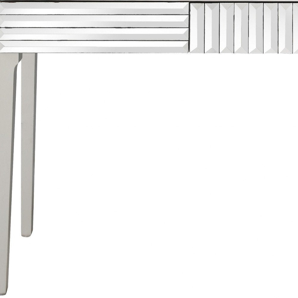 40" Silver Mirrored Glass Console Table