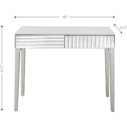 40" Silver Mirrored Glass Console Table