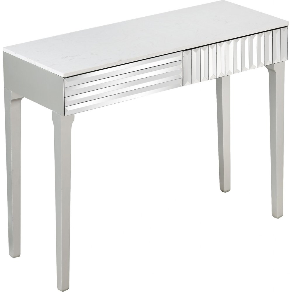 40" Silver Mirrored Glass Console Table