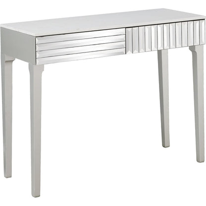 40" Silver Mirrored Glass Console Table