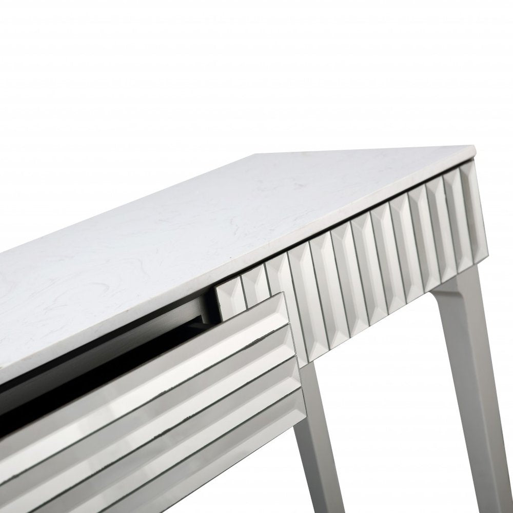 40" Silver Mirrored Glass Console Table