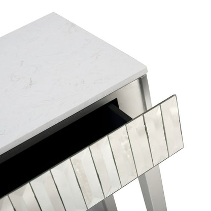 40" Silver Mirrored Glass Console Table