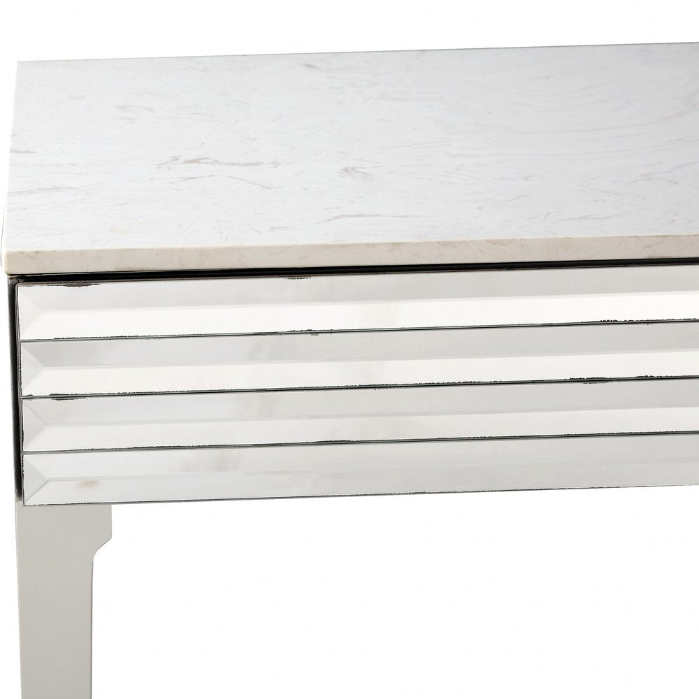 40" Silver Mirrored Glass Console Table