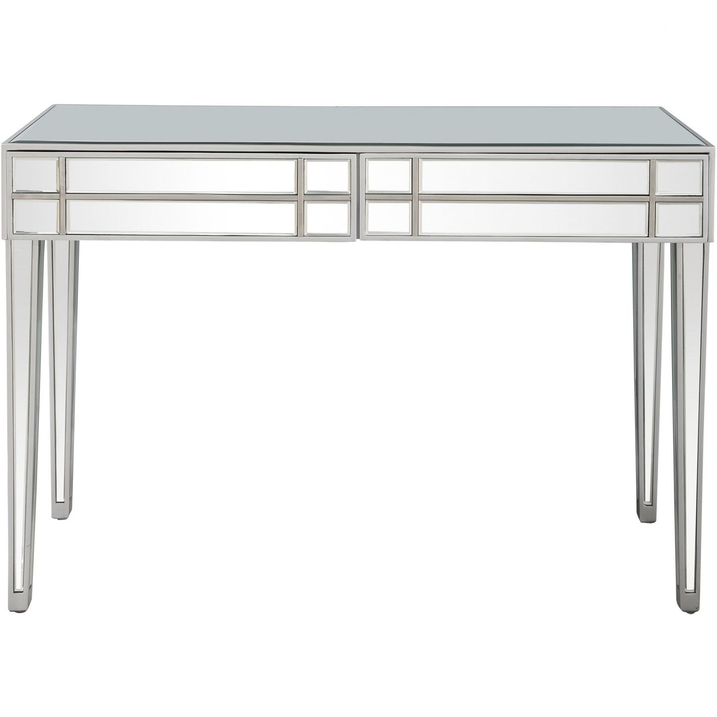 48" Silver Mirrored Glass Console Table