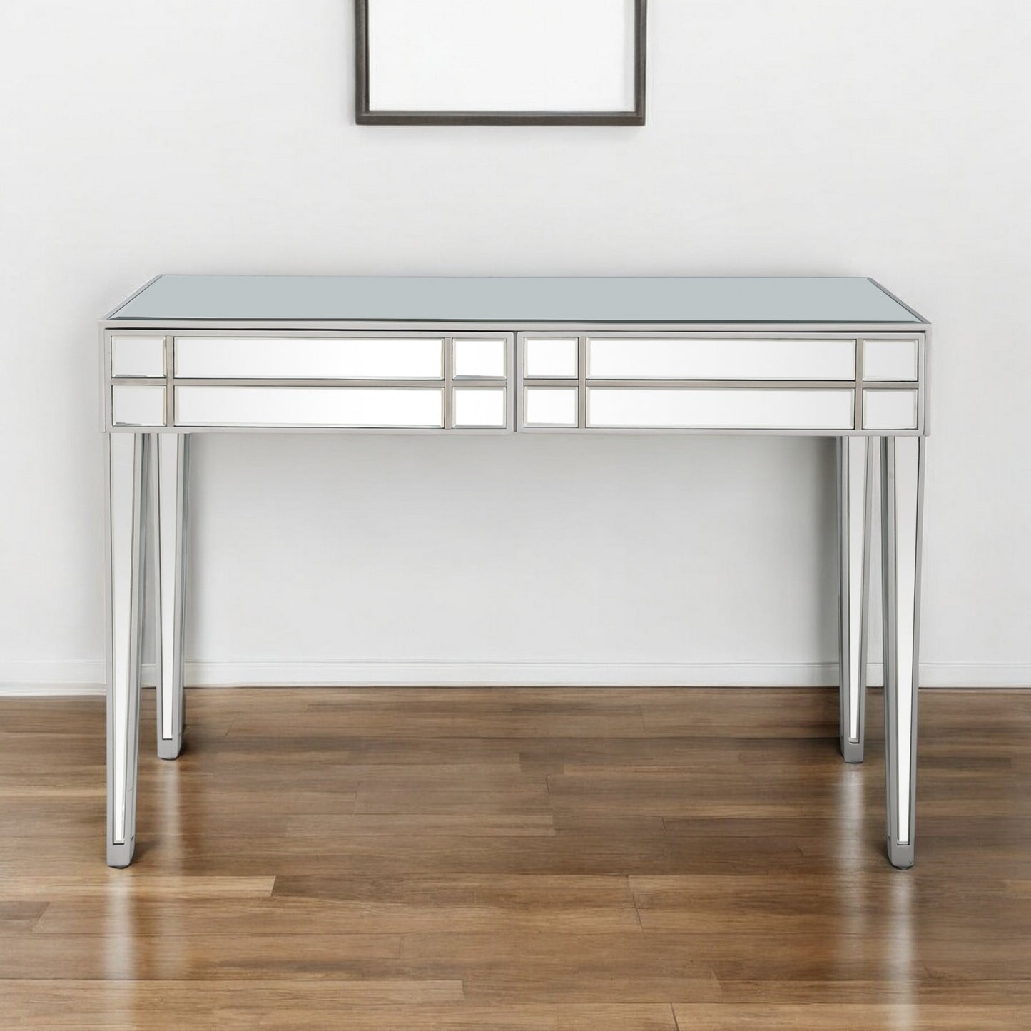 48" Silver Mirrored Glass Console Table