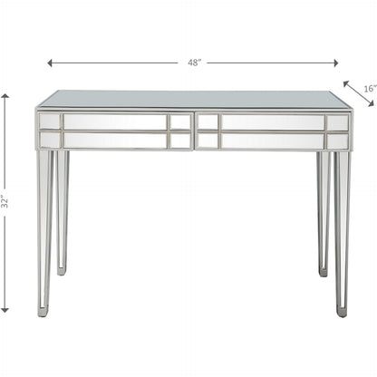 48" Silver Mirrored Glass Console Table