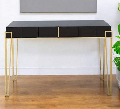 48" Black Mirrored Glass Console Table