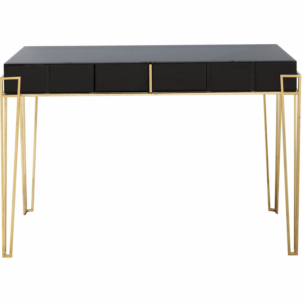 48" Black Mirrored Glass Console Table