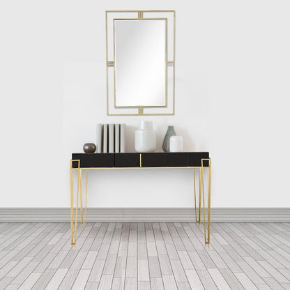 48" Black Mirrored Glass Console Table