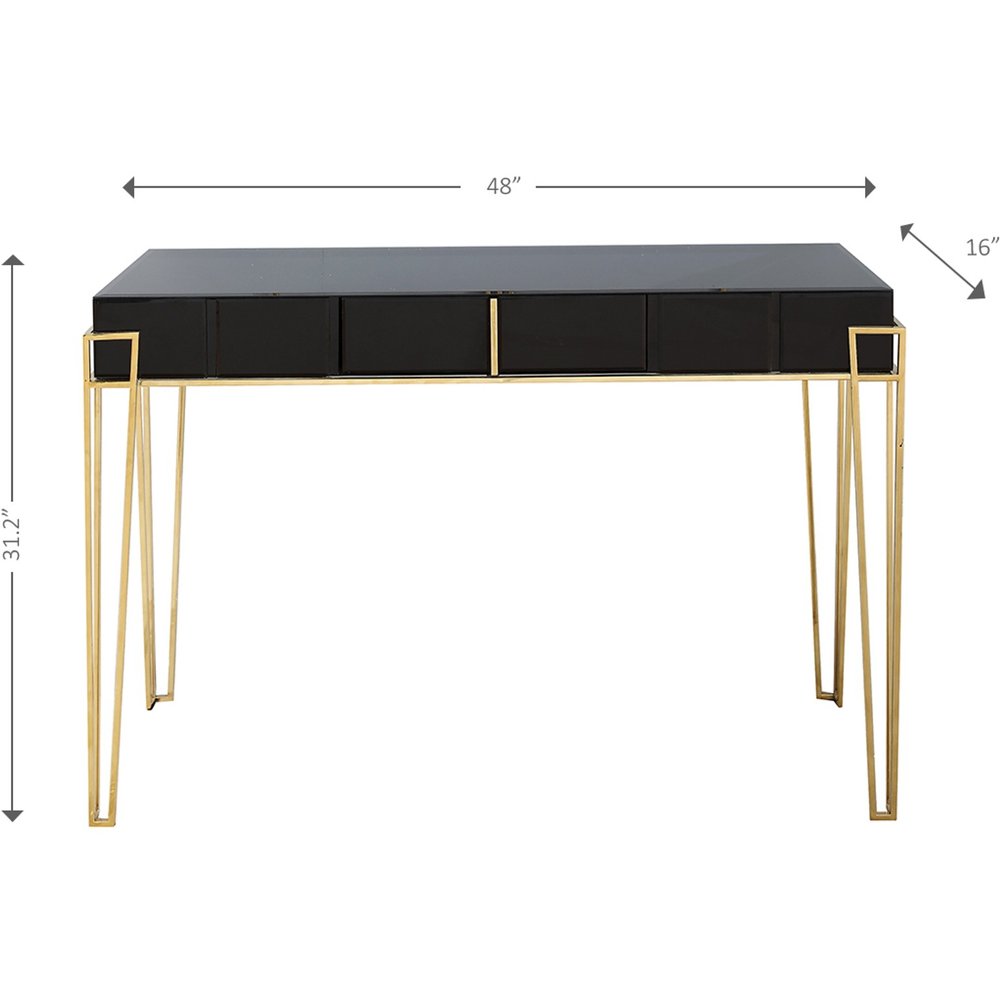 48" Black Mirrored Glass Console Table