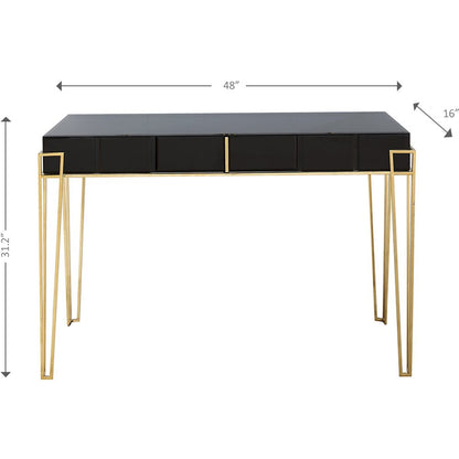 48" Black Mirrored Glass Console Table