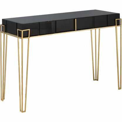 48" Black Mirrored Glass Console Table