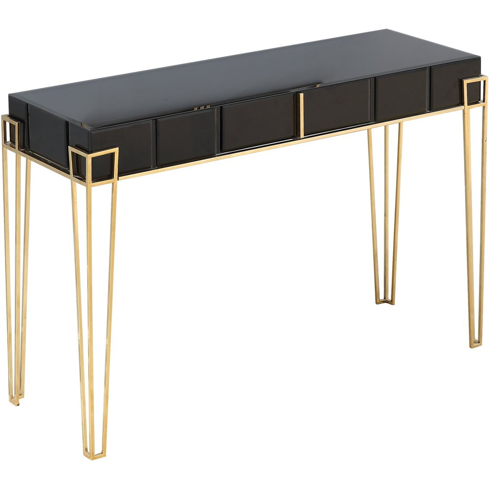 48" Black Mirrored Glass Console Table