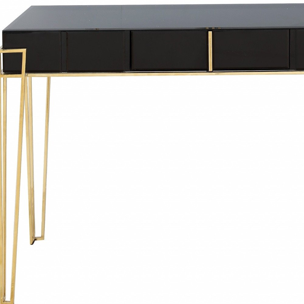 48" Black Mirrored Glass Console Table