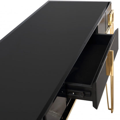 48" Black Mirrored Glass Console Table