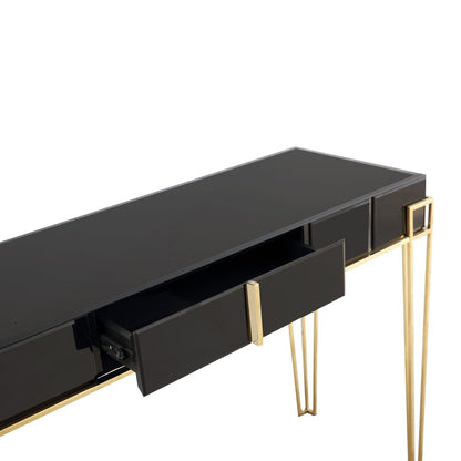 48" Black Mirrored Glass Console Table