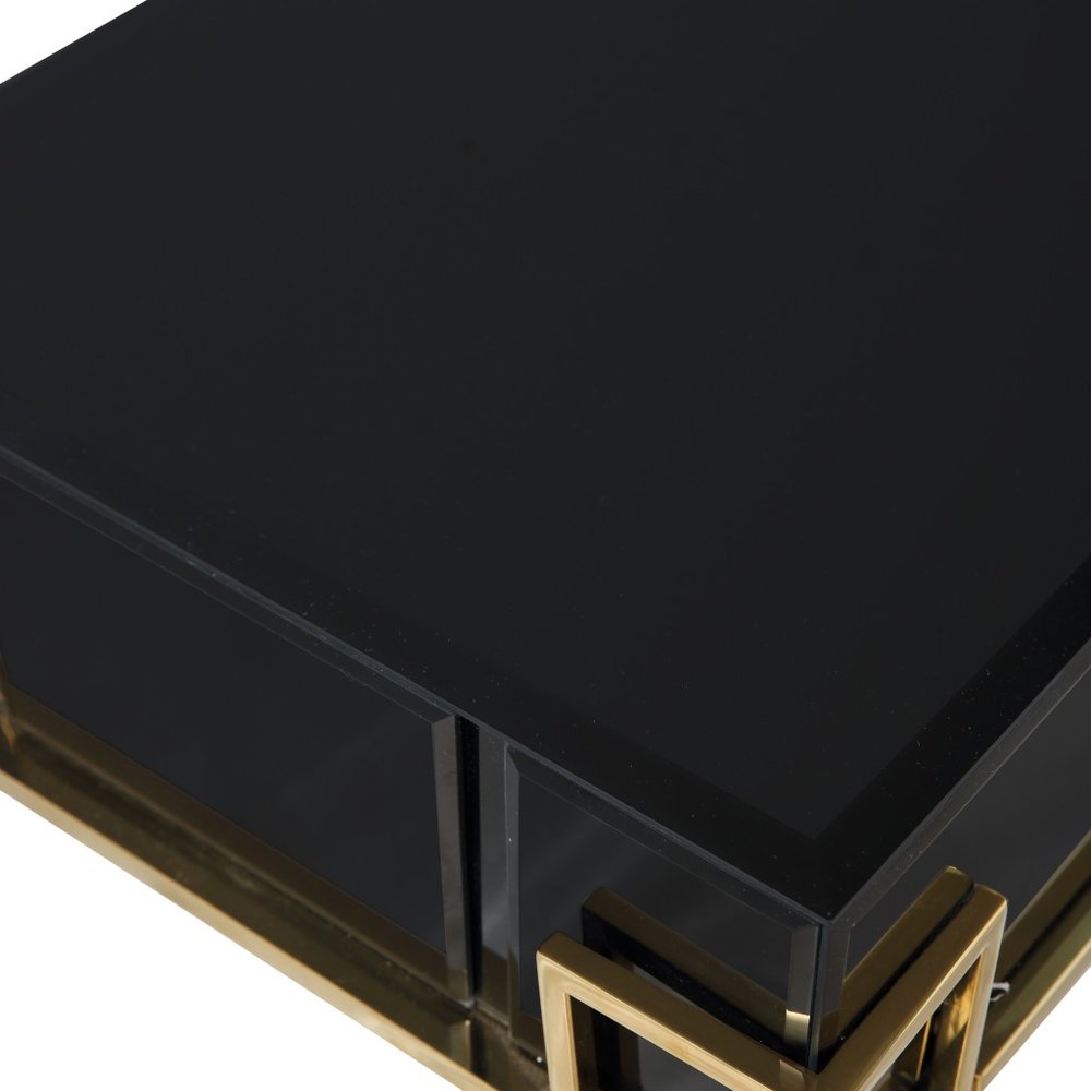 48" Black Mirrored Glass Console Table