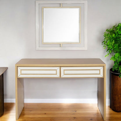 Antiqued Gold Finish Mirror and Console Table