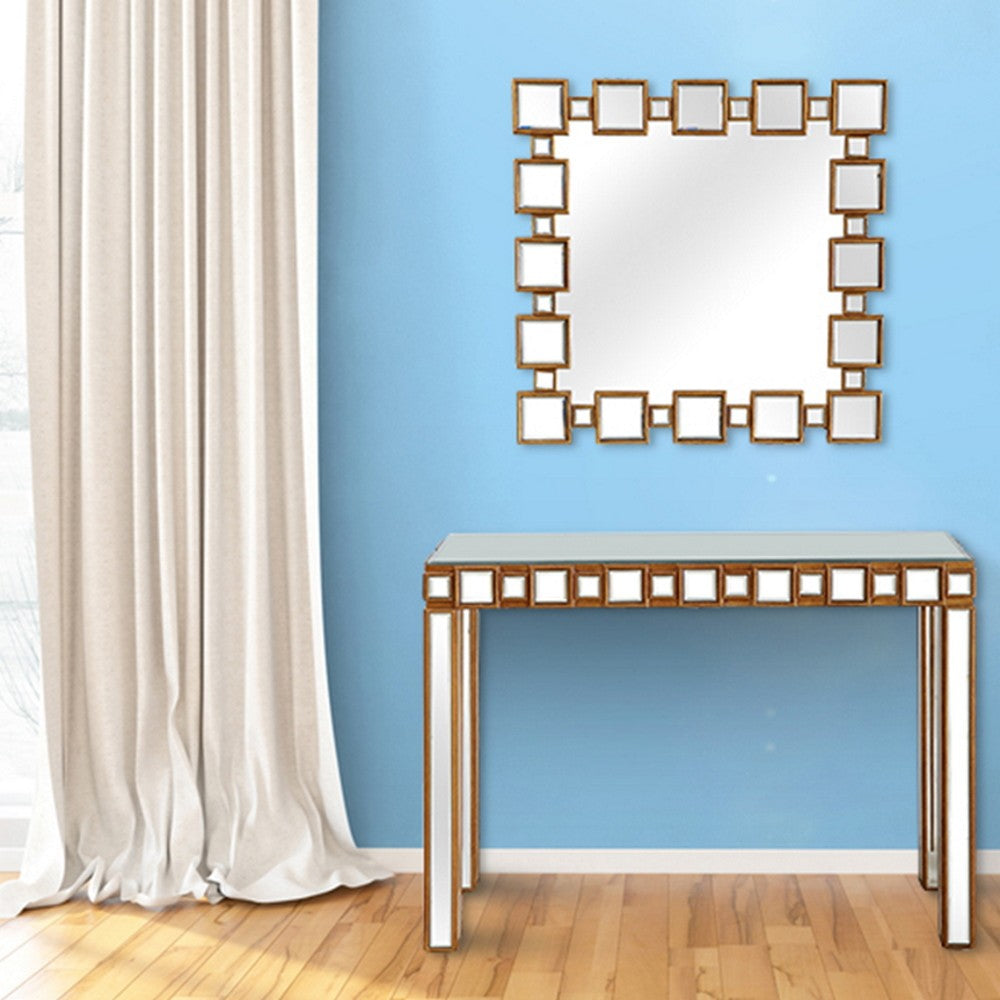 43" Gold Mirrored Glass Console Table