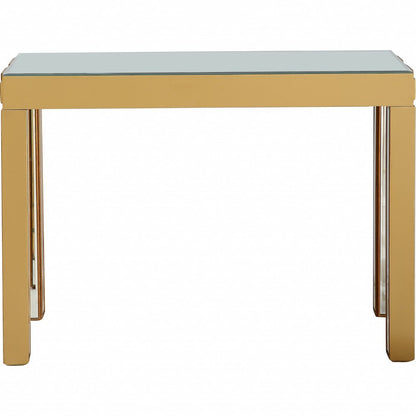 43" Gold Mirrored Glass Console Table