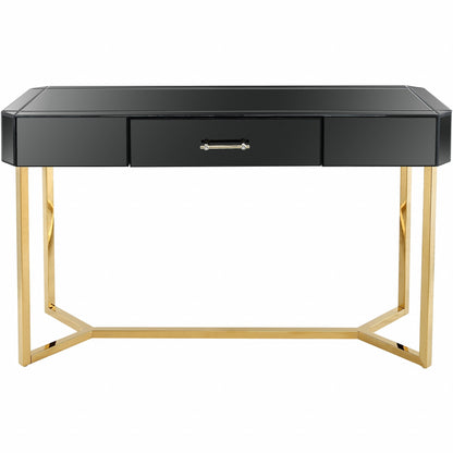 47" Black Mirrored Glass Console Table