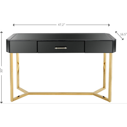 47" Black Mirrored Glass Console Table