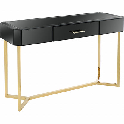 47" Black Mirrored Glass Console Table