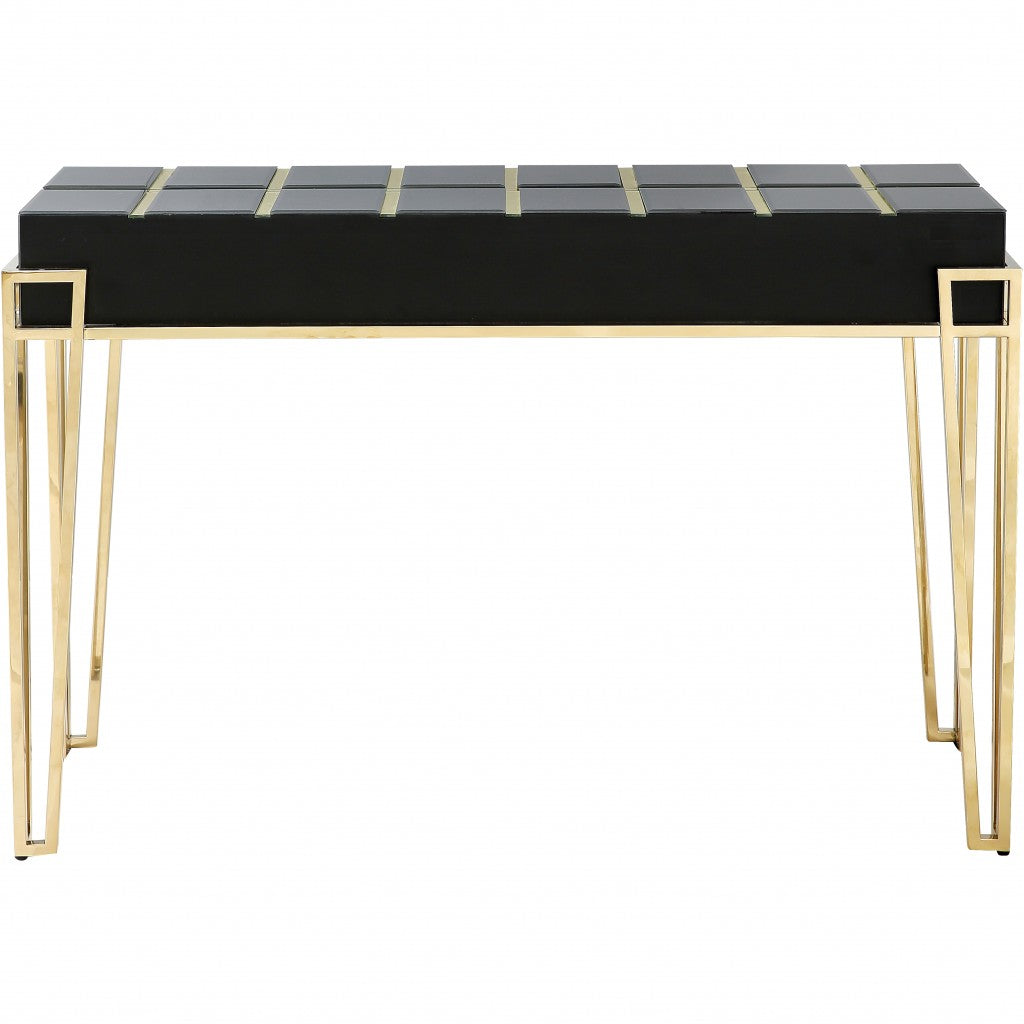 Gold and Black Sqaured Console Table