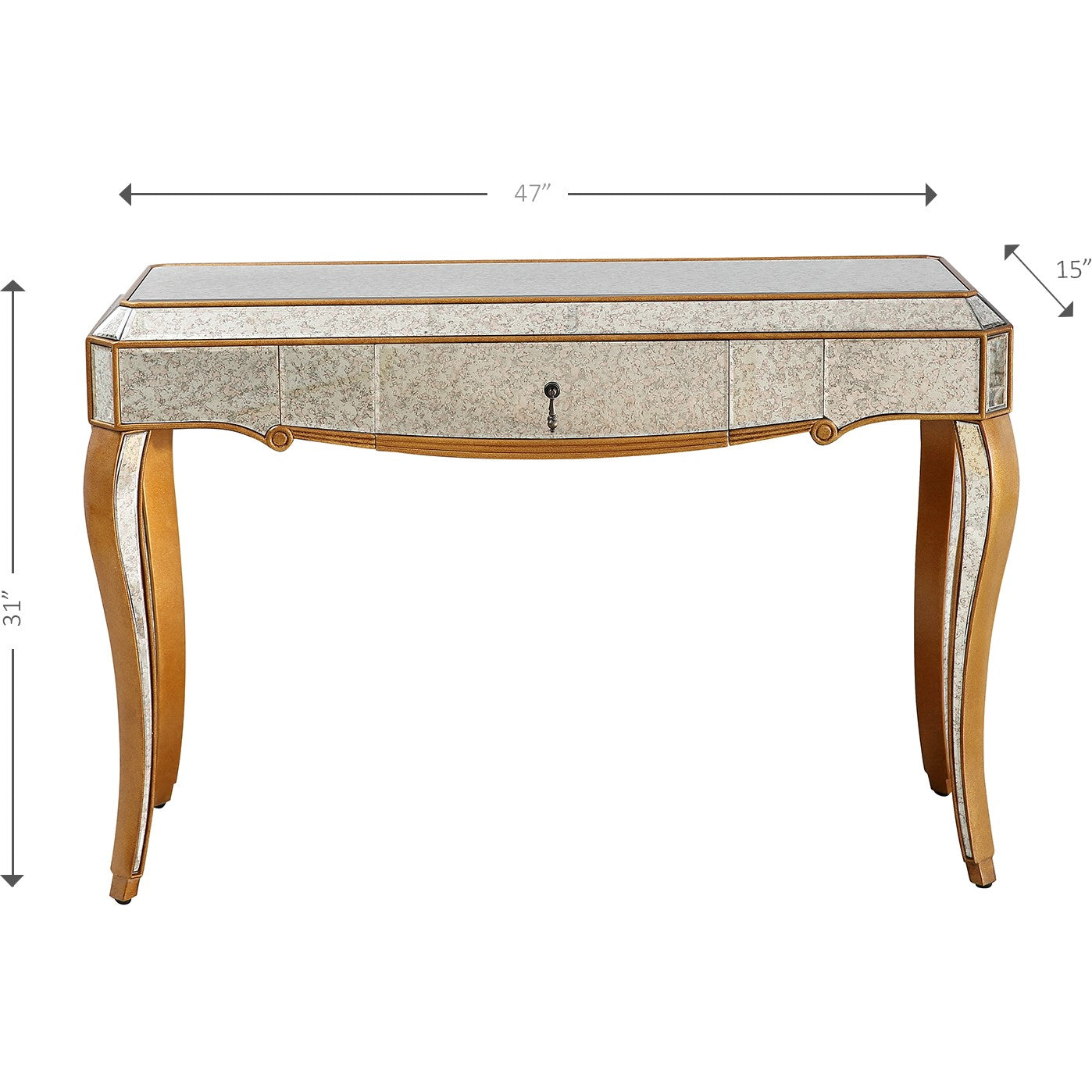 Antiqued Gold Wooden Console Table