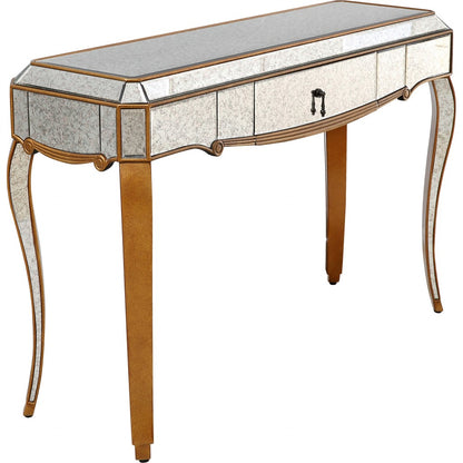 Antiqued Gold Wooden Console Table