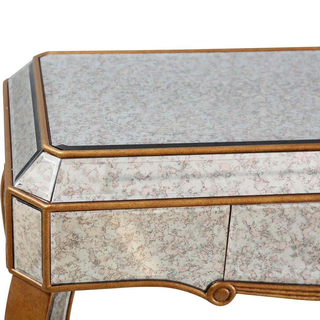 Antiqued Gold Wooden Console Table