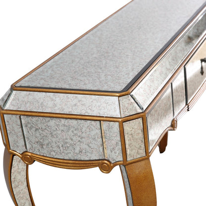 Antiqued Gold Wooden Console Table