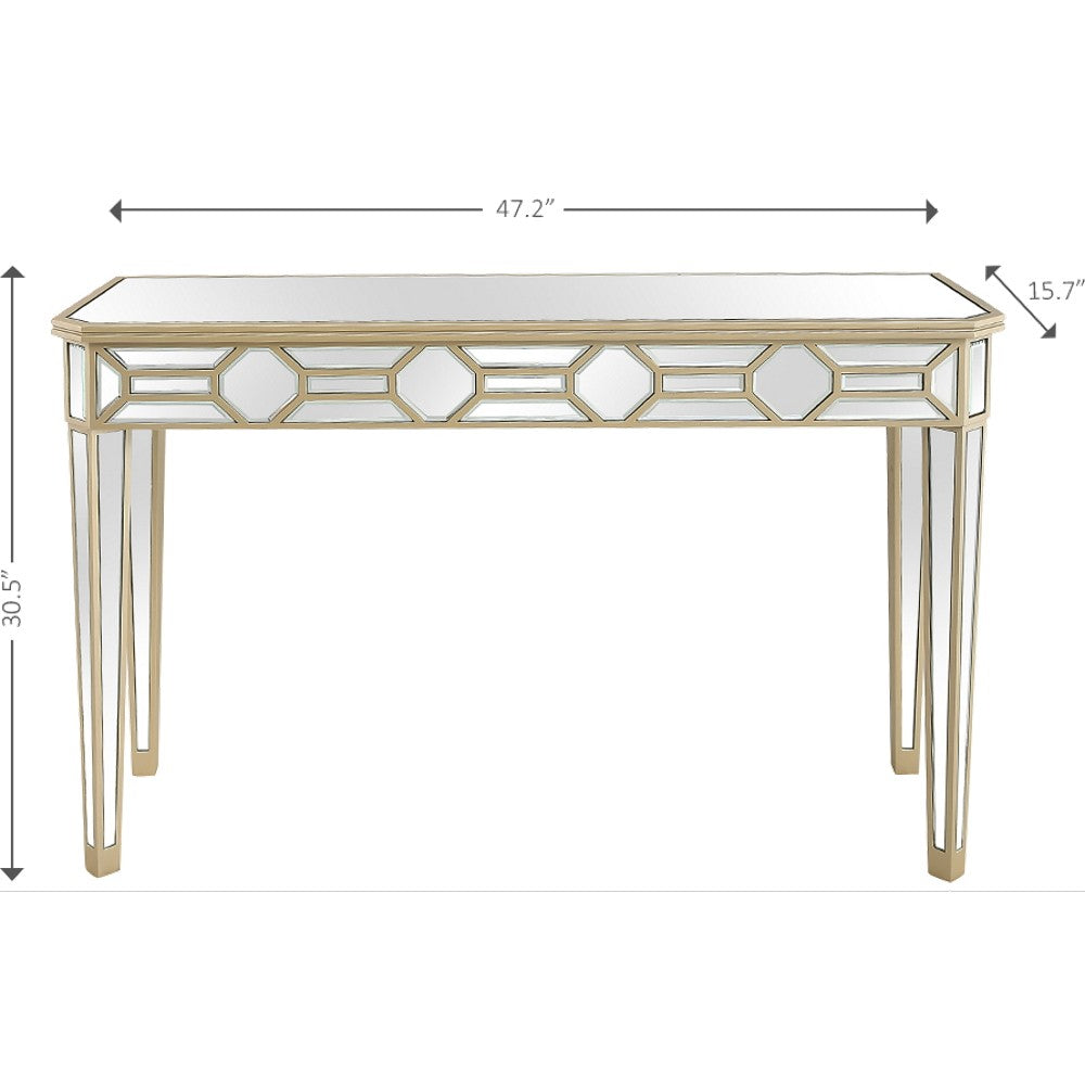 Gold Trimmed Mirrored Console Table