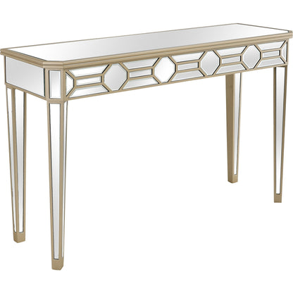 Gold Trimmed Mirrored Console Table