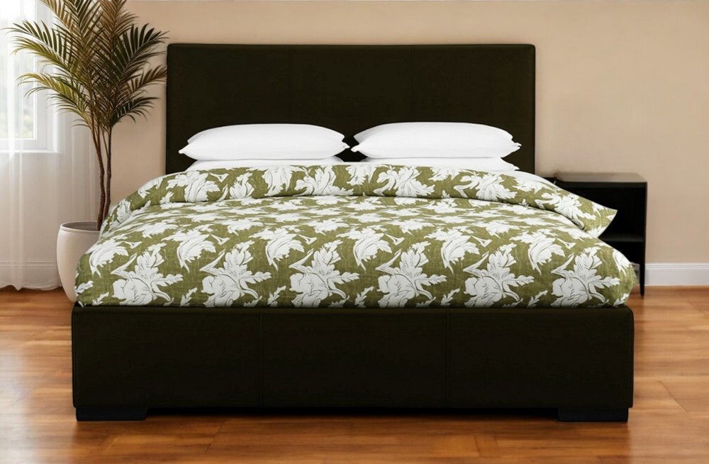 Black Faux Leather Twin Bed Frame