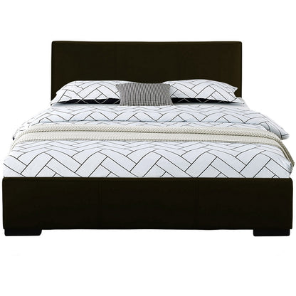 Black Solid and Manufactured Wood Twin Upholstered Faux Leather Bed Frame